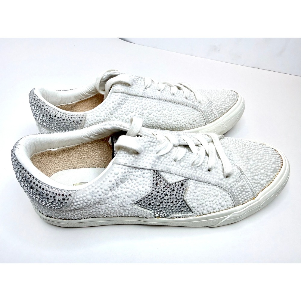 Vintage Havana studded pearl rhinestone sneakers white bridal wedding low 7.5
